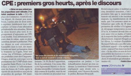 3 AVR NANT # CPE premier gros heurts, après le discours